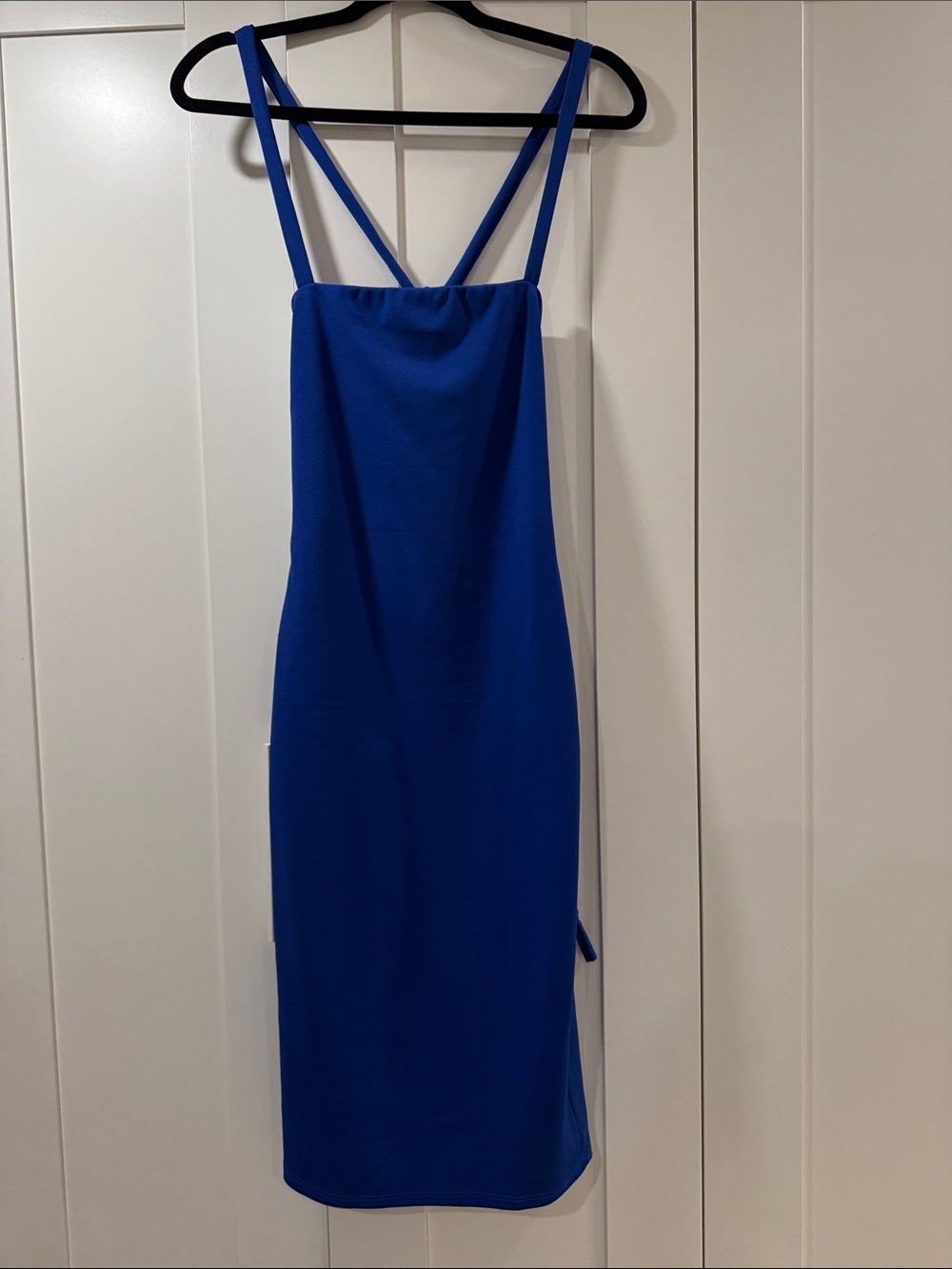 Sleeveless Cobalt Blue Strappy Midi Dress